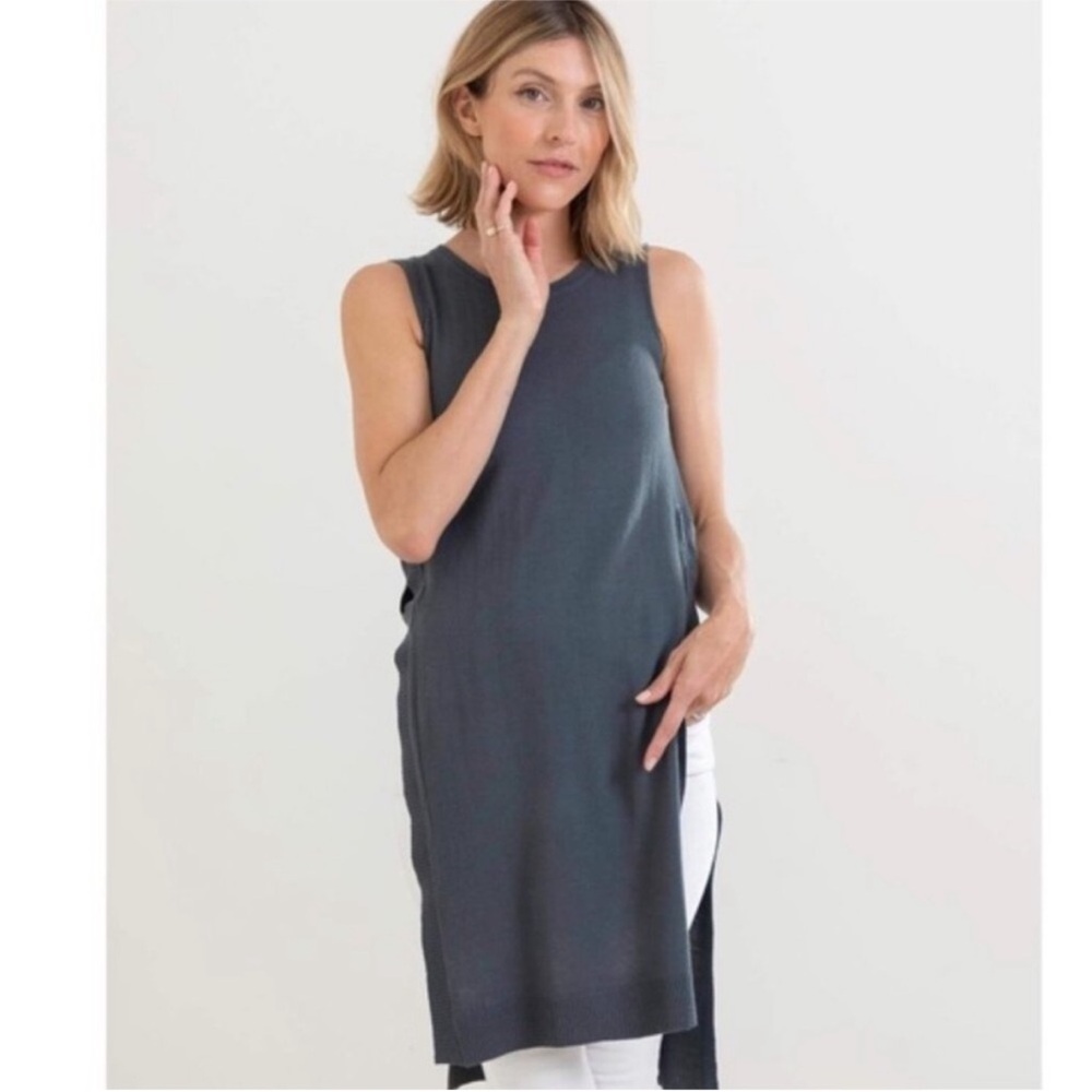 Mersey Anywear Open Side Tunic Sweater Size S/M Charcoal